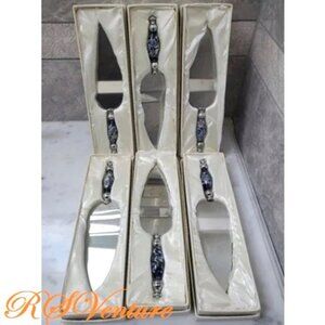Murano Art Blue and White Cake Server Party Favor